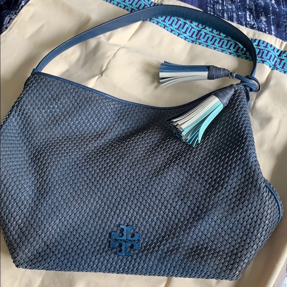 Tory Burch Handbags - Tory Burch blue woven hobo bag